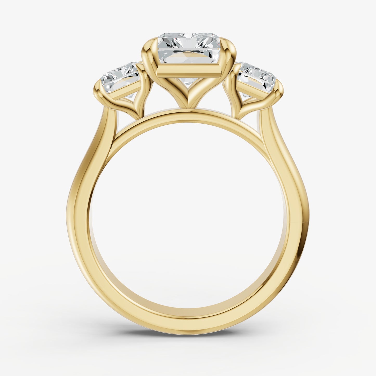 Radiant Trilogy Diamond Engagement Ring with 0.50ct Side Stones