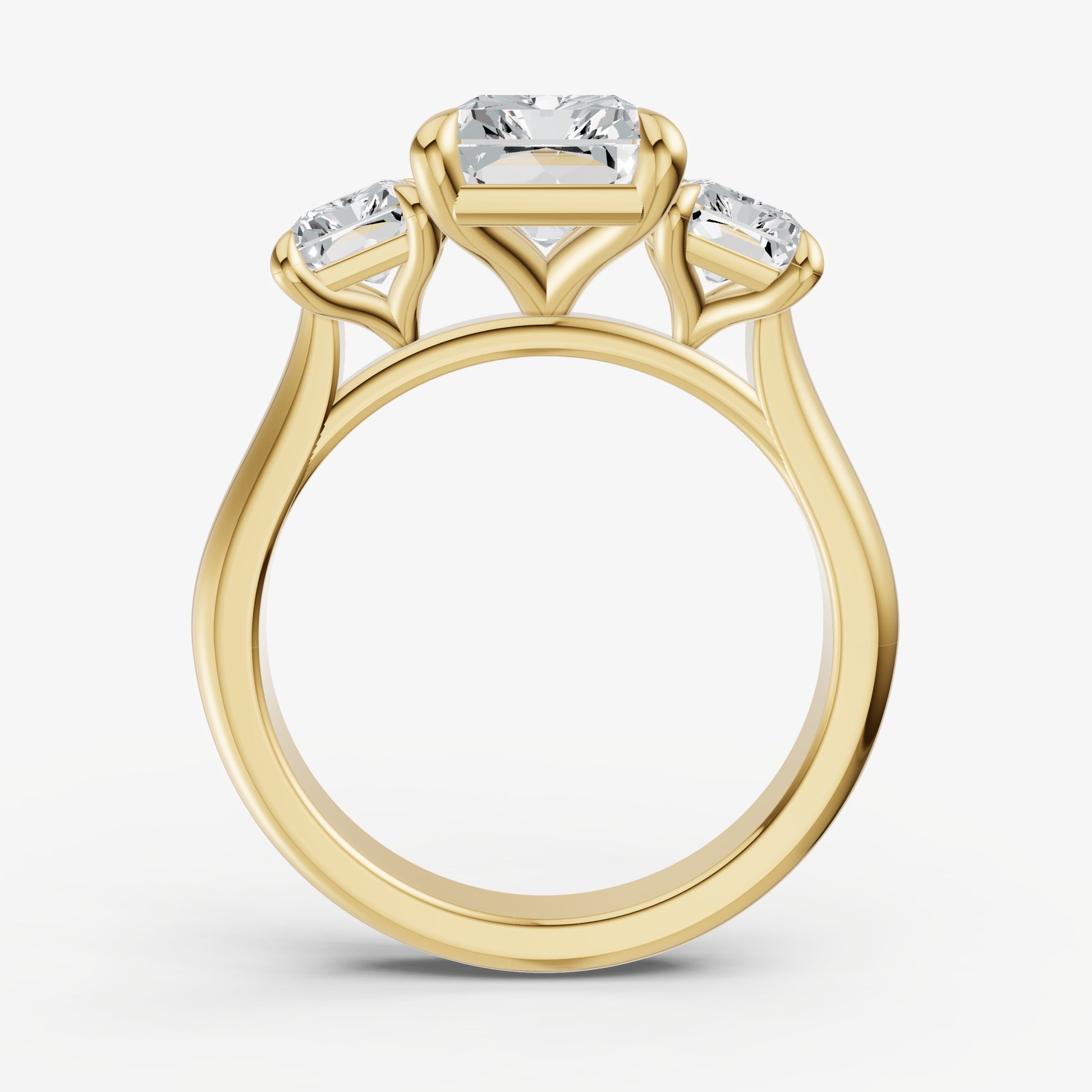 Radiant Trilogy Diamond Engagement Ring with 0.50ct Side Stones