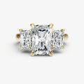 Radiant Trilogy Diamond Engagement Ring with 0.50ct Side Stones