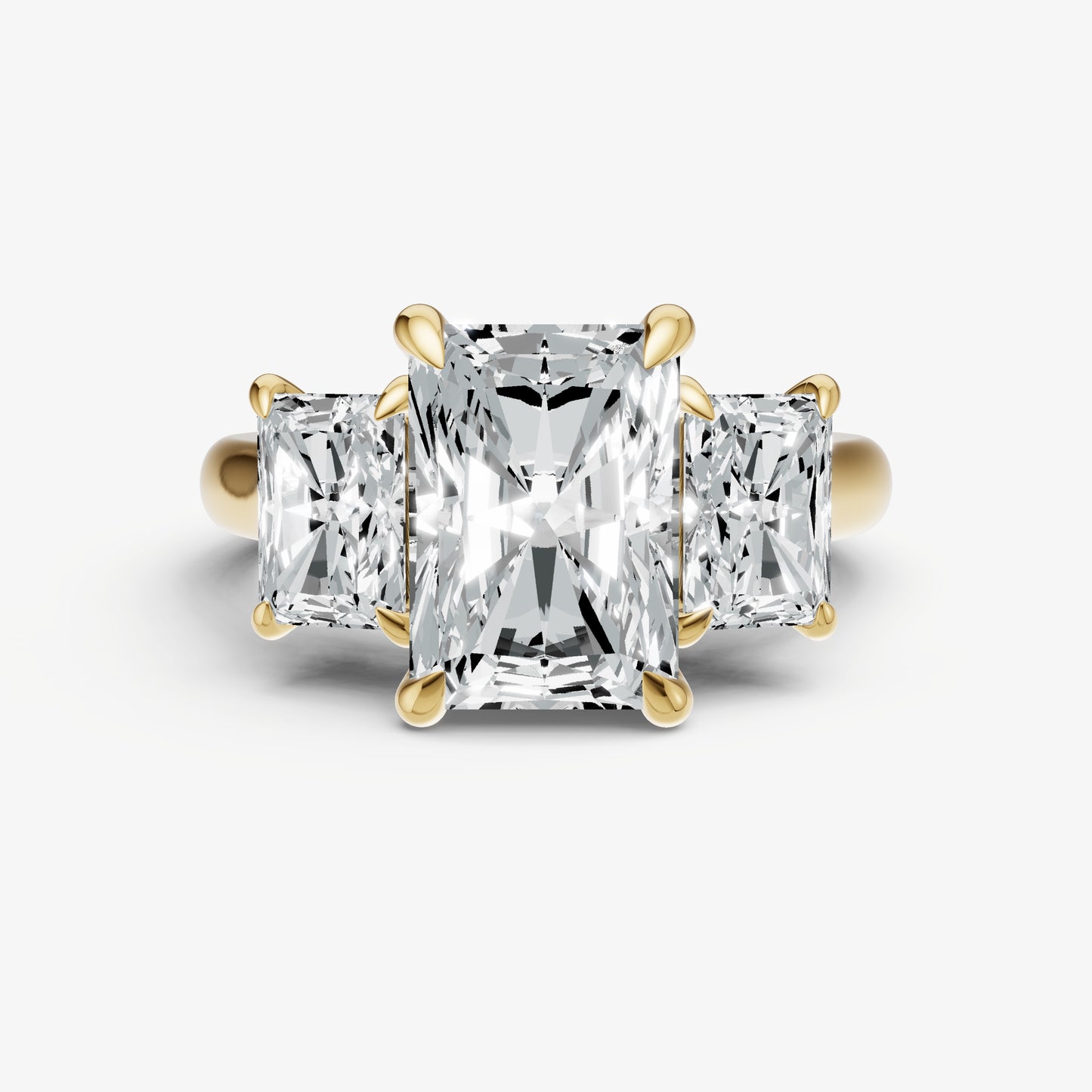 Radiant Trilogy Diamond Engagement Ring with 0.50ct Side Stones