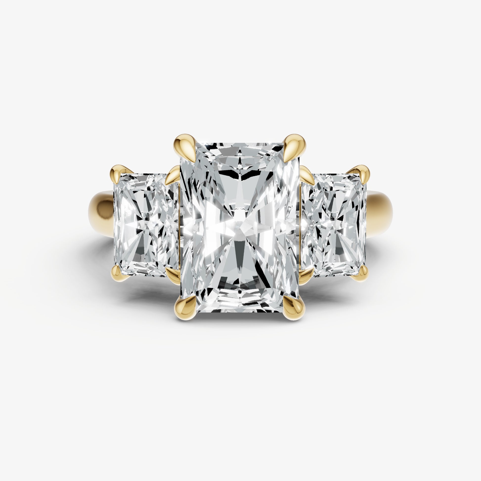 Radiant Trilogy Diamond Engagement Ring with 0.50ct Side Stones