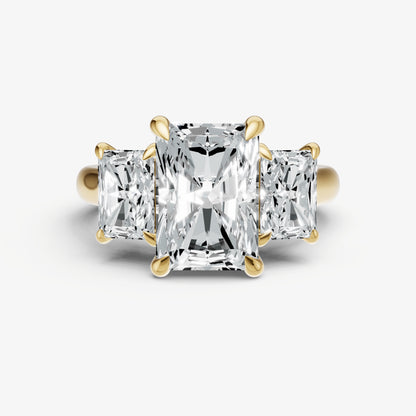 Radiant Trilogy Diamond Engagement Ring with 0.50ct Side Stones