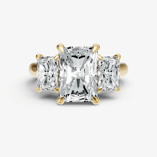 Radiant Trilogy Diamond Engagement Ring with 0.50ct Side Stones