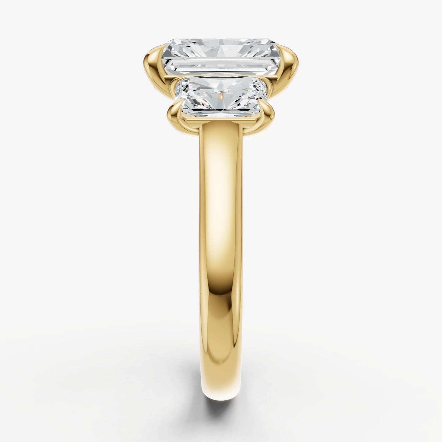 Radiant Trilogy Diamond Engagement Ring with 0.50ct Side Stones