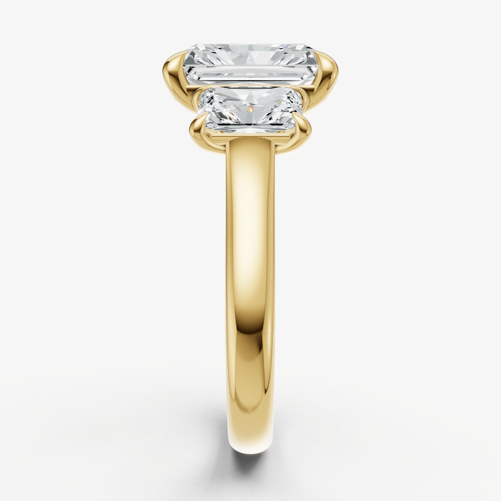 Radiant Trilogy Diamond Engagement Ring with 0.50ct Side Stones