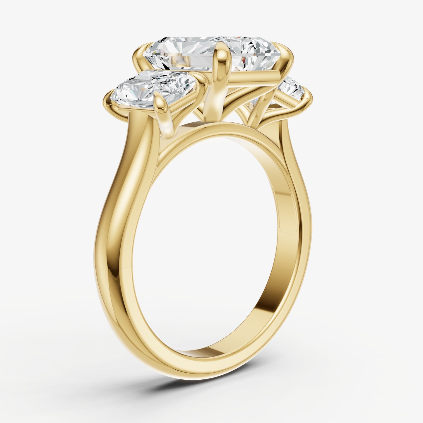 Radiant Trilogy Diamond Engagement Ring with 0.50ct Side Stones