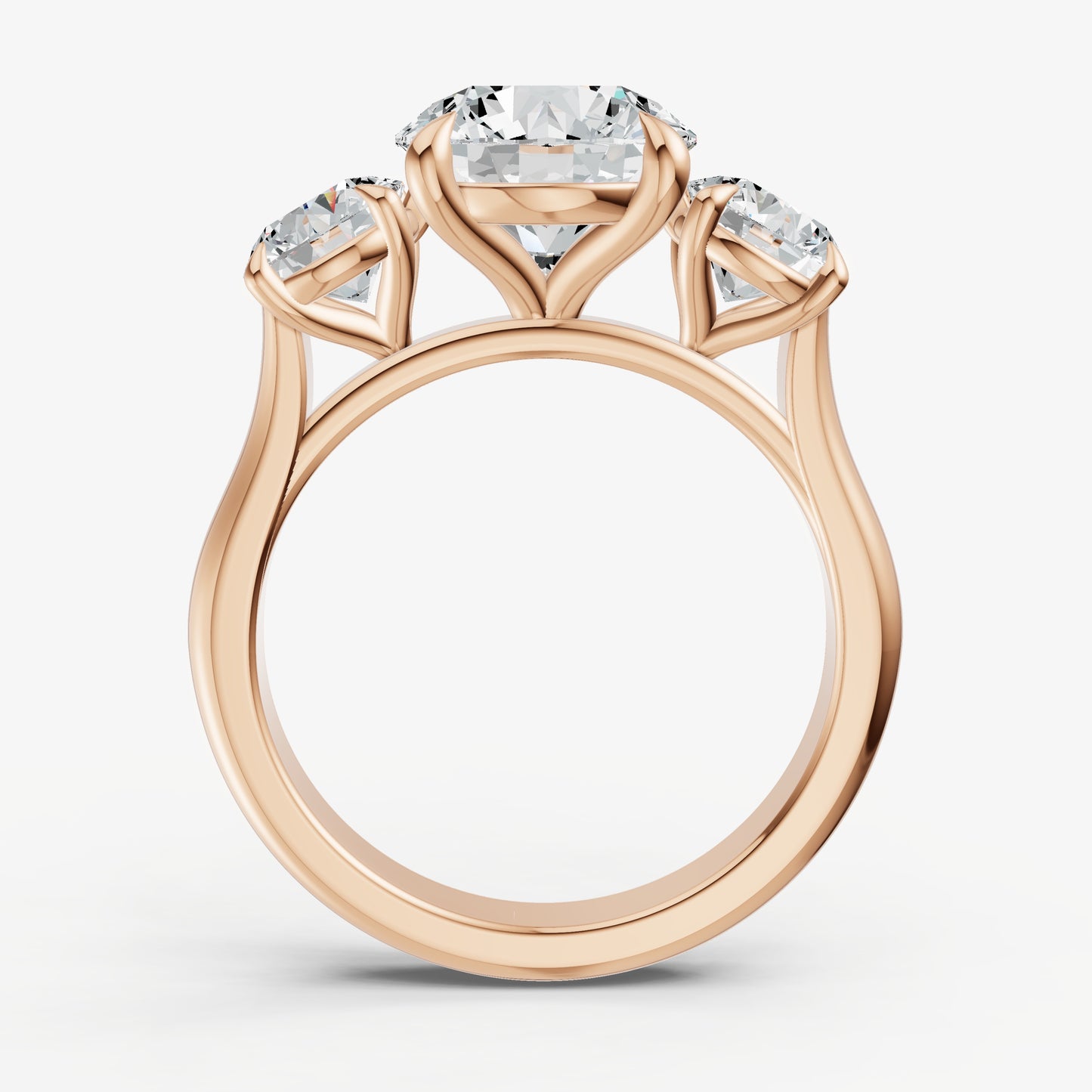 Round Trilogy Diamond Engagement Ring with 0.50ct Side Stones