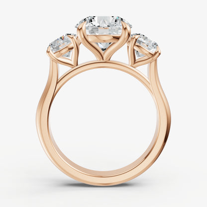 Round Trilogy Diamond Engagement Ring with 0.50ct Side Stones