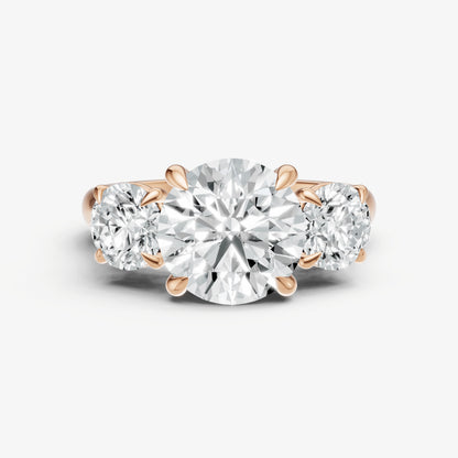 Round Trilogy Diamond Engagement Ring with 0.50ct Side Stones