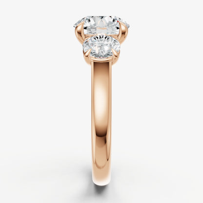Round Trilogy Diamond Engagement Ring with 0.50ct Side Stones