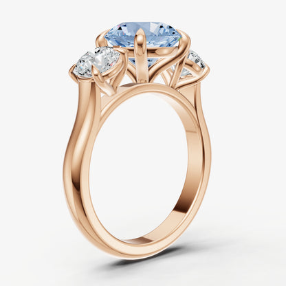 Aquamarine Round Trilogy Gemstone Engagement Ring with 0.50ct Side Stones