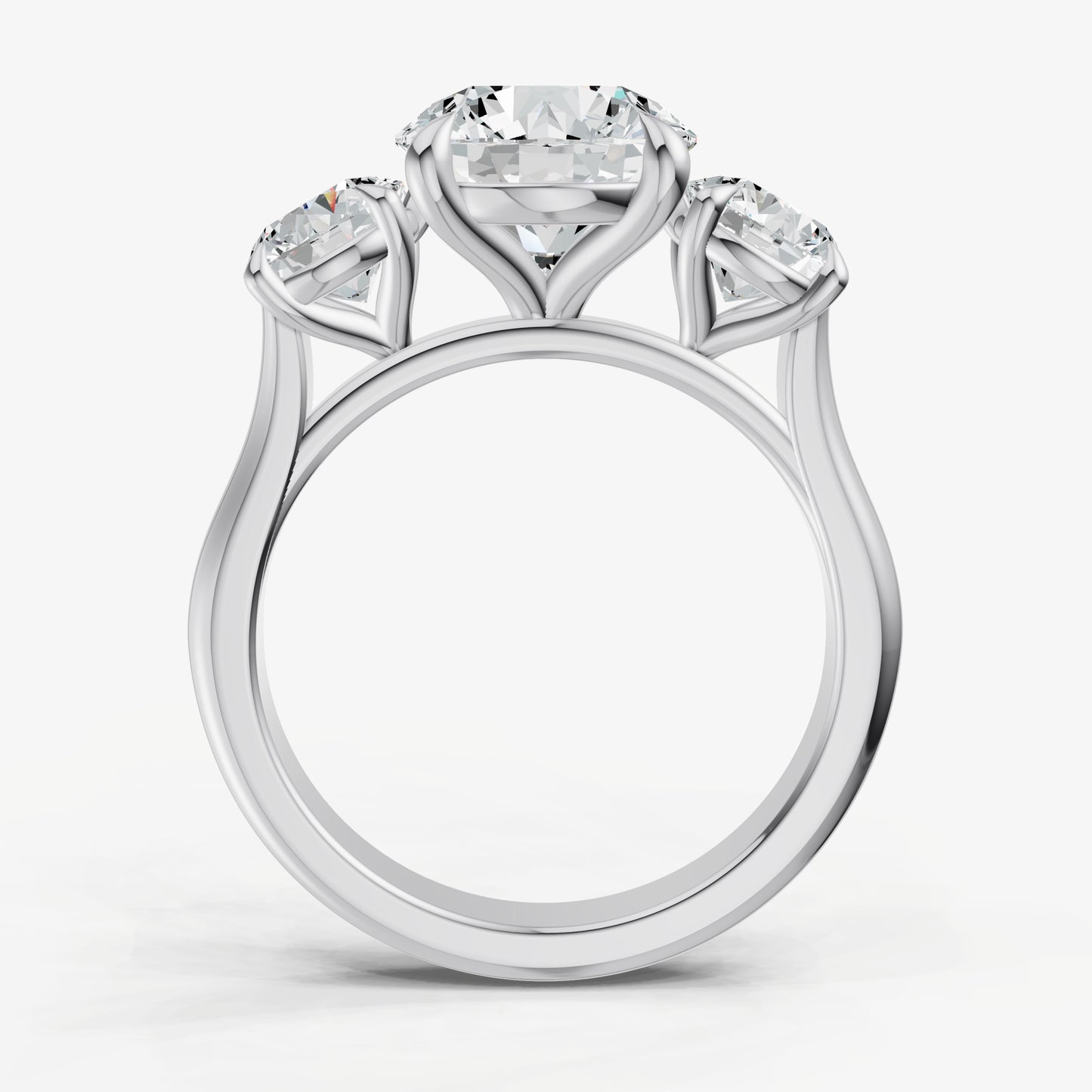 Round Trilogy Diamond Engagement Ring with 0.50ct Side Stones