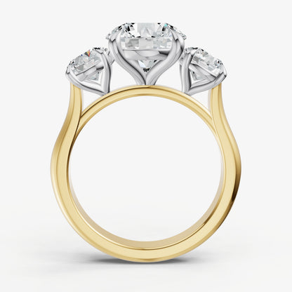 Round Trilogy Diamond Engagement Ring with 0.50ct Side Stones