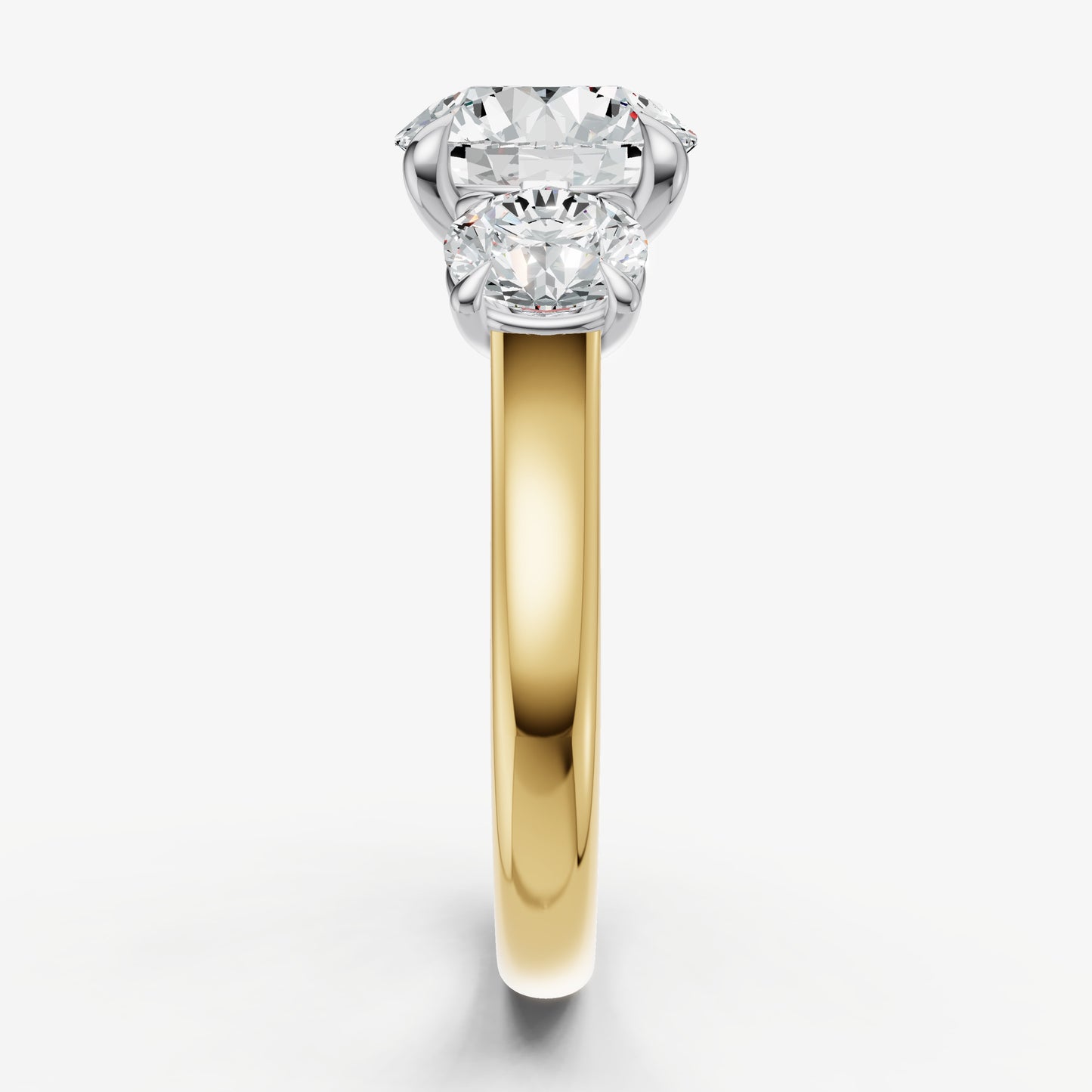 Round Trilogy Diamond Engagement Ring with 0.50ct Side Stones