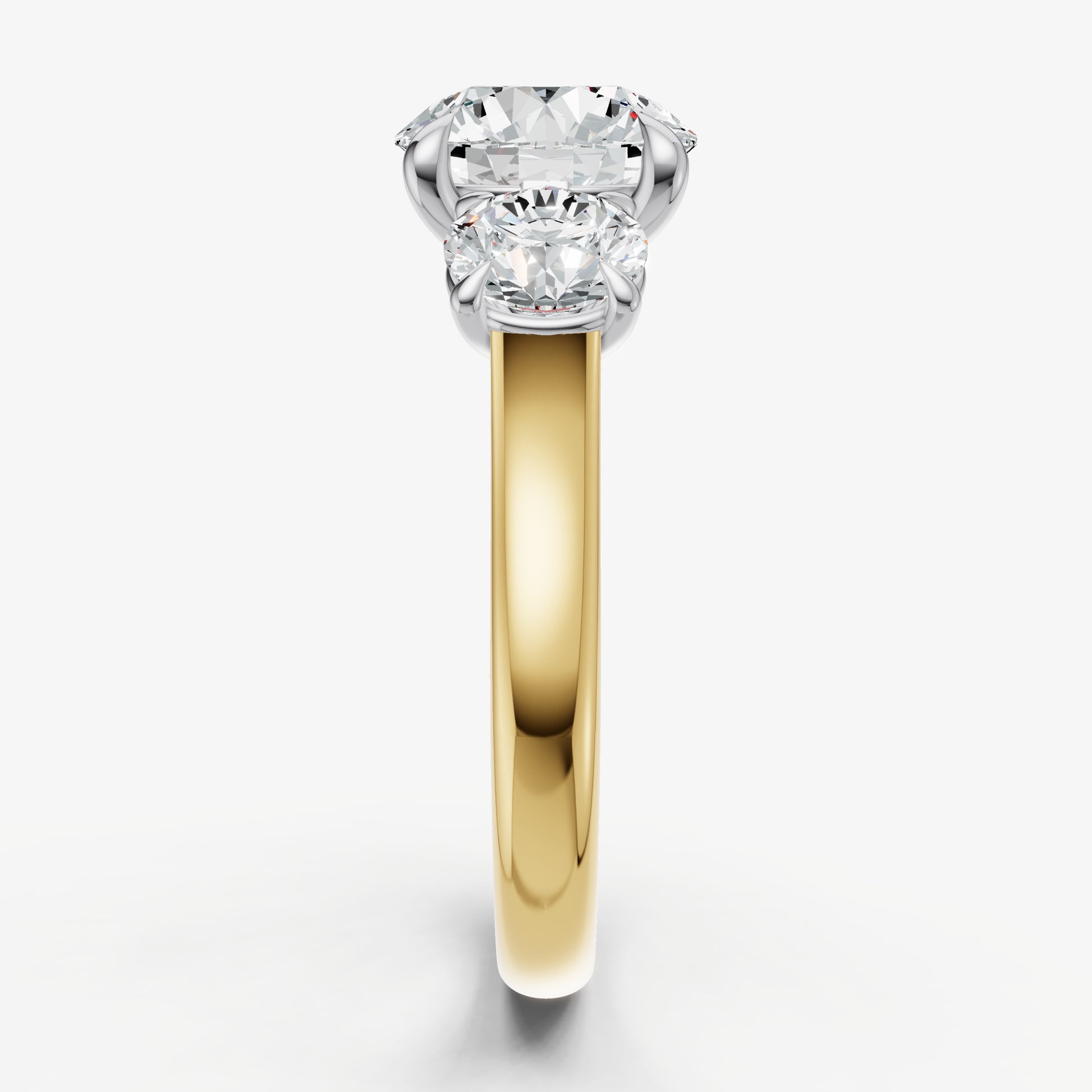 Round Trilogy Diamond Engagement Ring with 0.50ct Side Stones