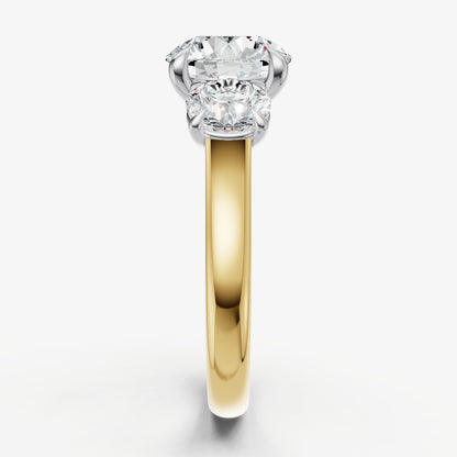 Round Trilogy Diamond Engagement Ring with 0.50ct Side Stones