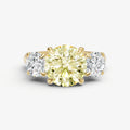Yellow Diamond Round Trilogy Gemstone Engagement Ring with 0.50ct Side Stones