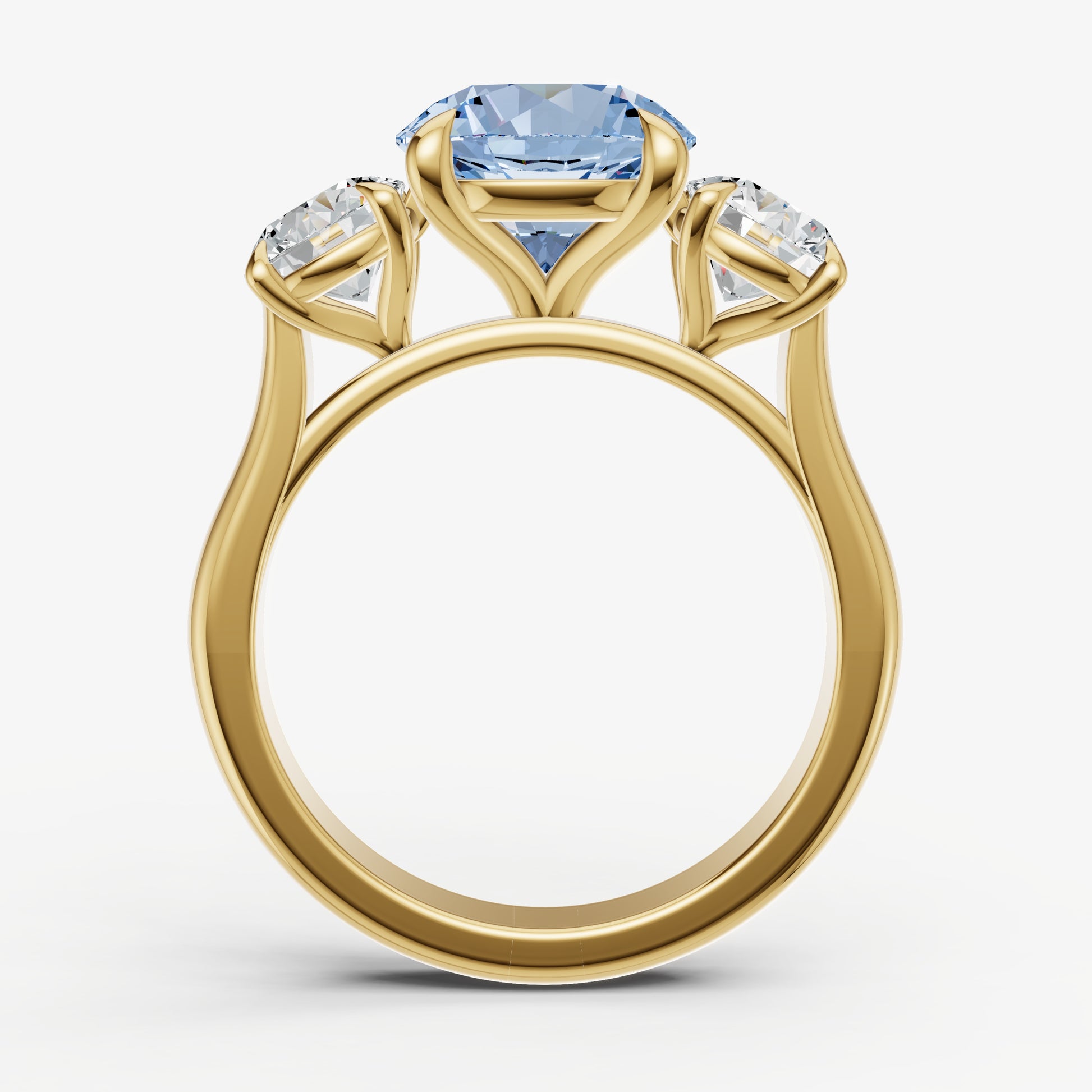 Aquamarine Round Trilogy Gemstone Engagement Ring with 0.50ct Side Stones