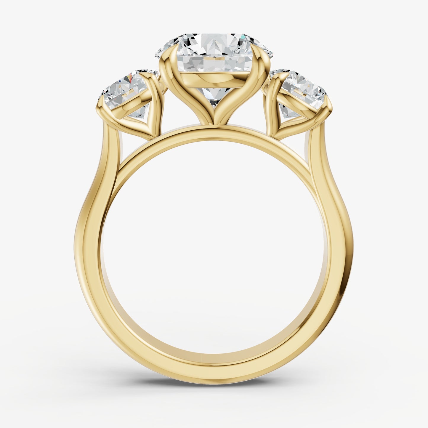 Round Trilogy Diamond Engagement Ring with 0.50ct Side Stones