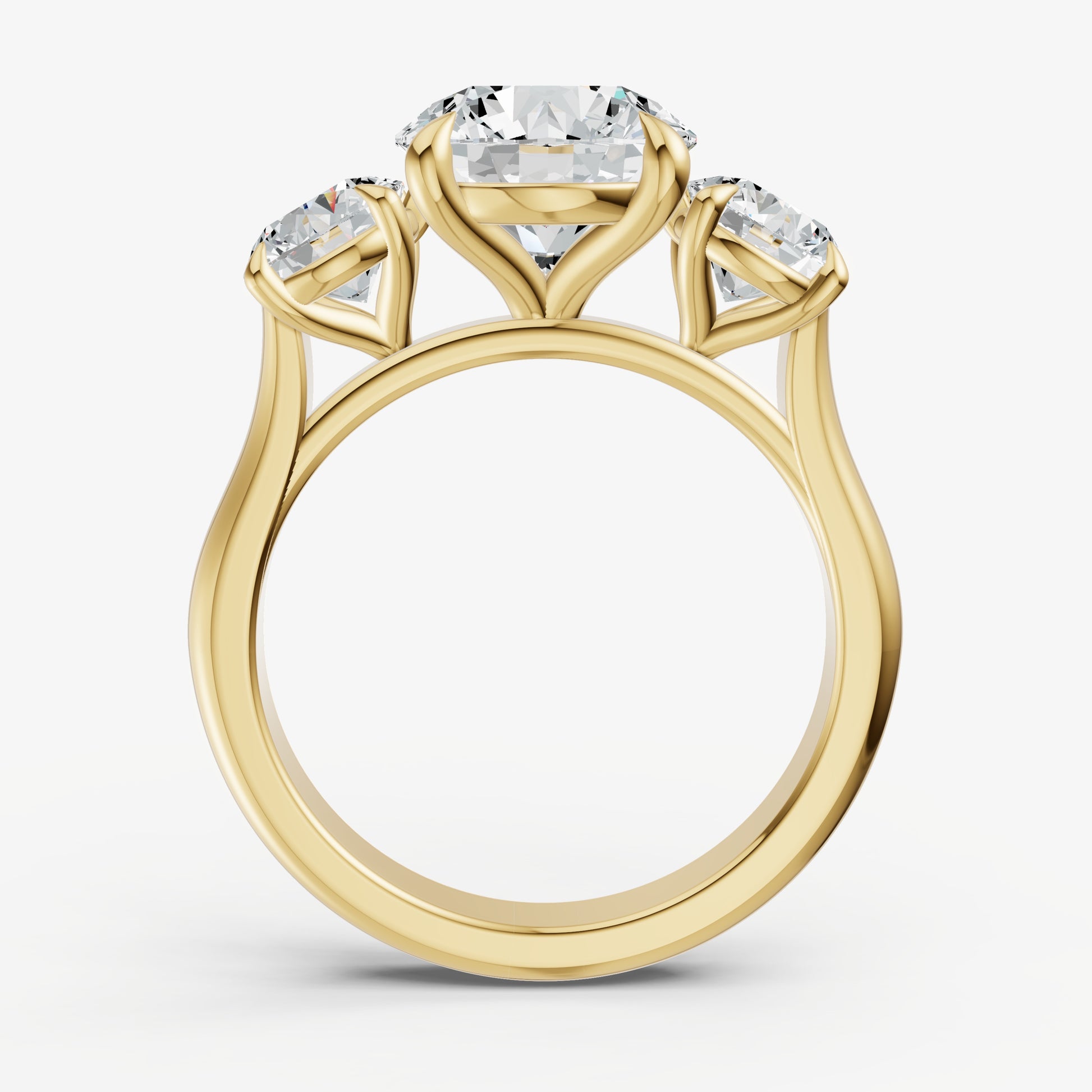 Round Trilogy Diamond Engagement Ring with 0.50ct Side Stones