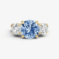 Aquamarine Round Trilogy Gemstone Engagement Ring with 0.50ct Side Stones