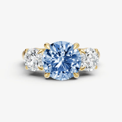 Aquamarine Round Trilogy Gemstone Engagement Ring with 0.50ct Side Stones