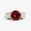Ruby Round Trilogy Gemstone Engagement Ring with 0.50ct Side Stones