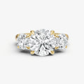 Round Trilogy Diamond Engagement Ring with 0.50ct Side Stones