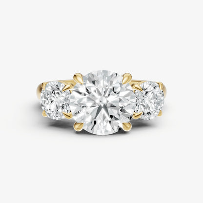 Round Trilogy Diamond Engagement Ring with 0.50ct Side Stones