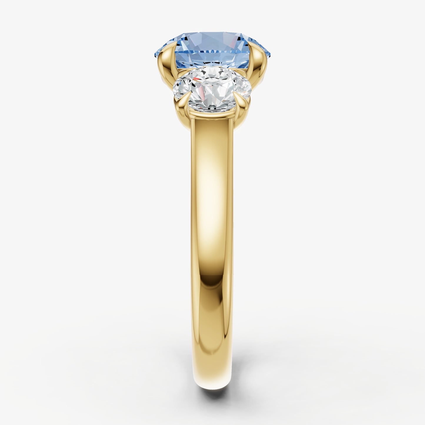 Aquamarine Round Trilogy Gemstone Engagement Ring with 0.50ct Side Stones