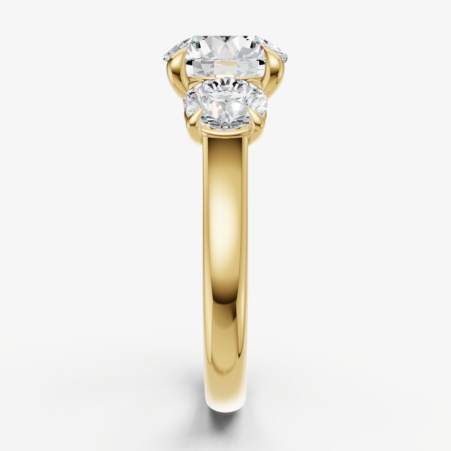 Round Trilogy Diamond Engagement Ring with 0.50ct Side Stones