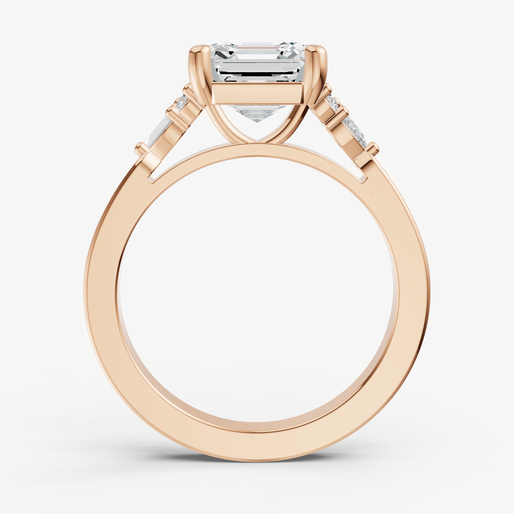Asscher Cluster Diamond Engagement Ring