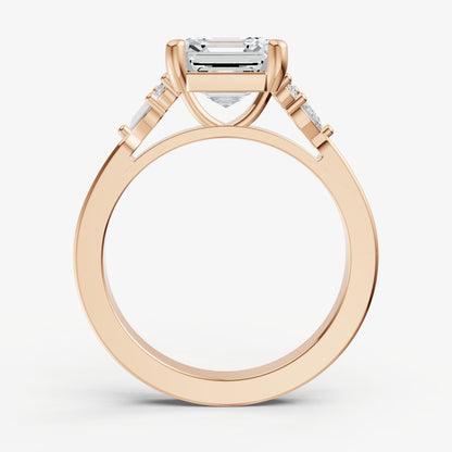 Asscher Cluster Diamond Engagement Ring