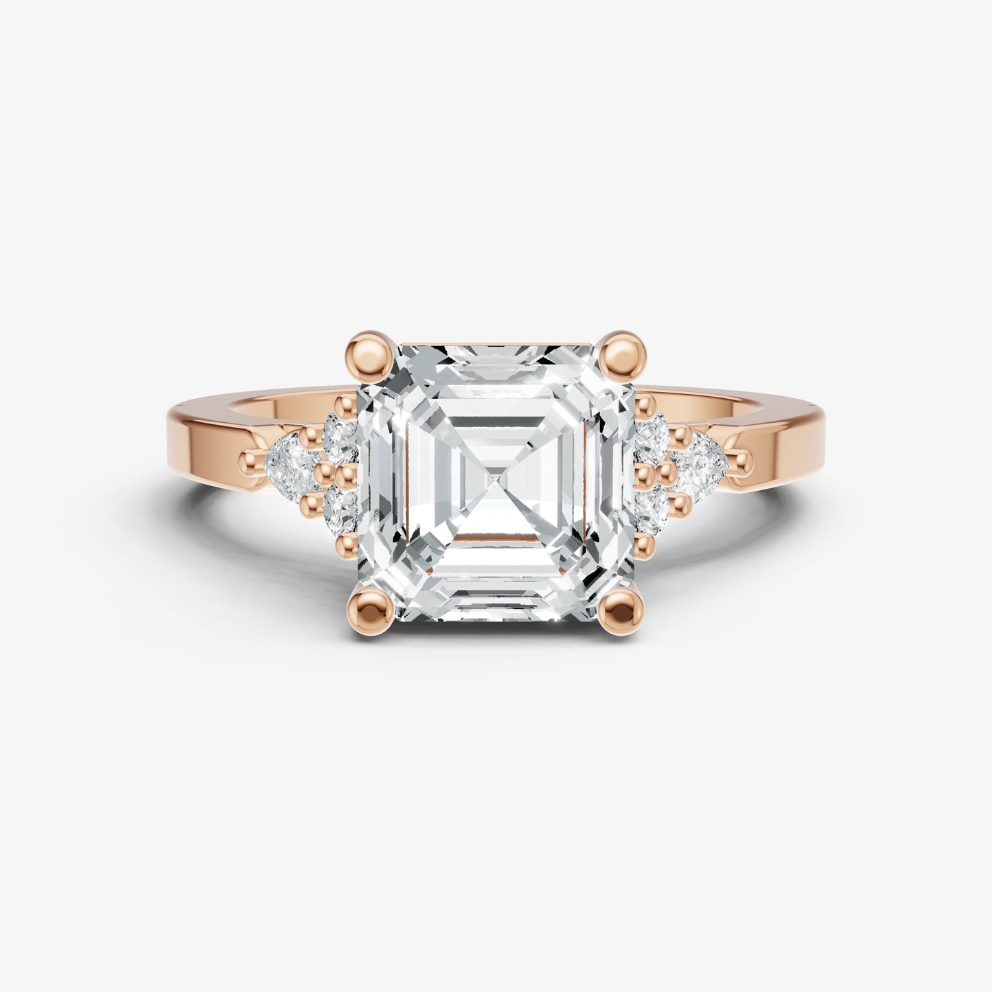 Asscher Cluster Diamond Engagement Ring