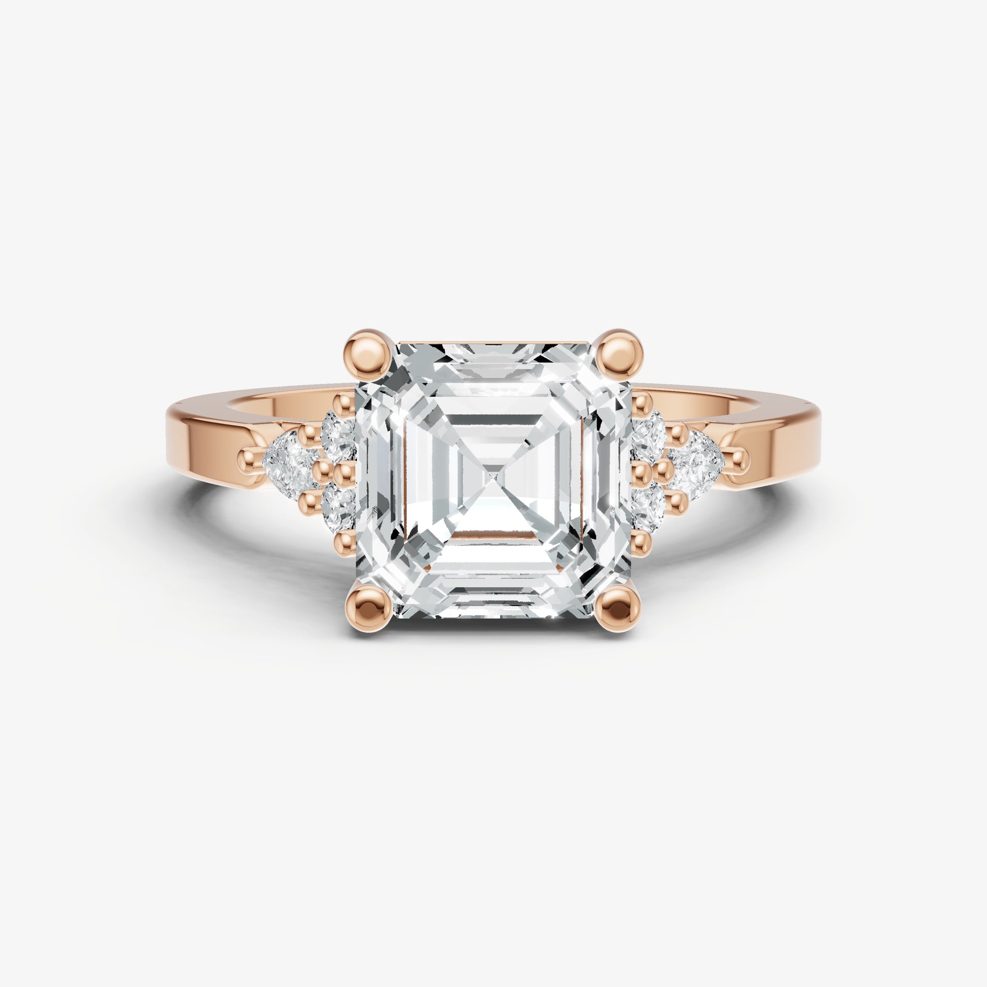 Asscher Cluster Diamond Engagement Ring
