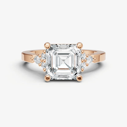 Asscher Cluster Diamond Engagement Ring