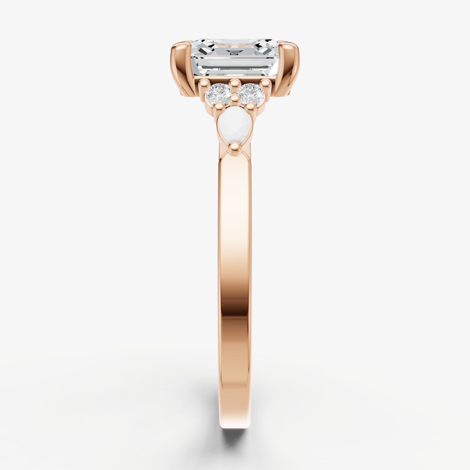 Asscher Cluster Diamond Engagement Ring