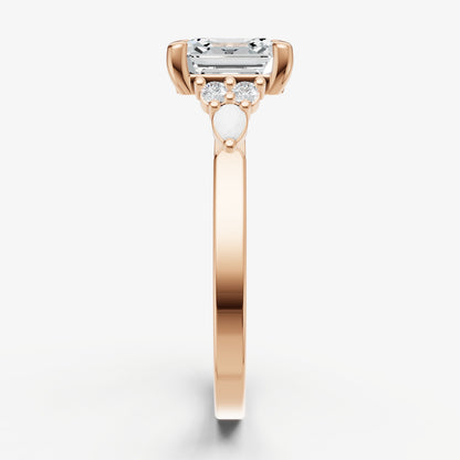 Asscher Cluster Diamond Engagement Ring