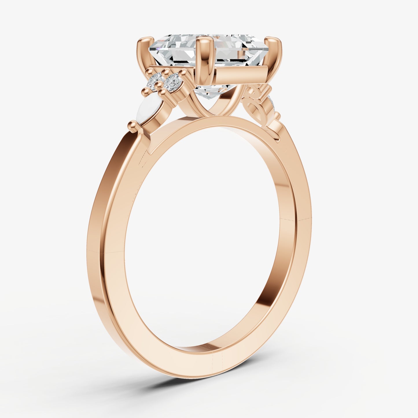 Asscher Cluster Diamond Engagement Ring