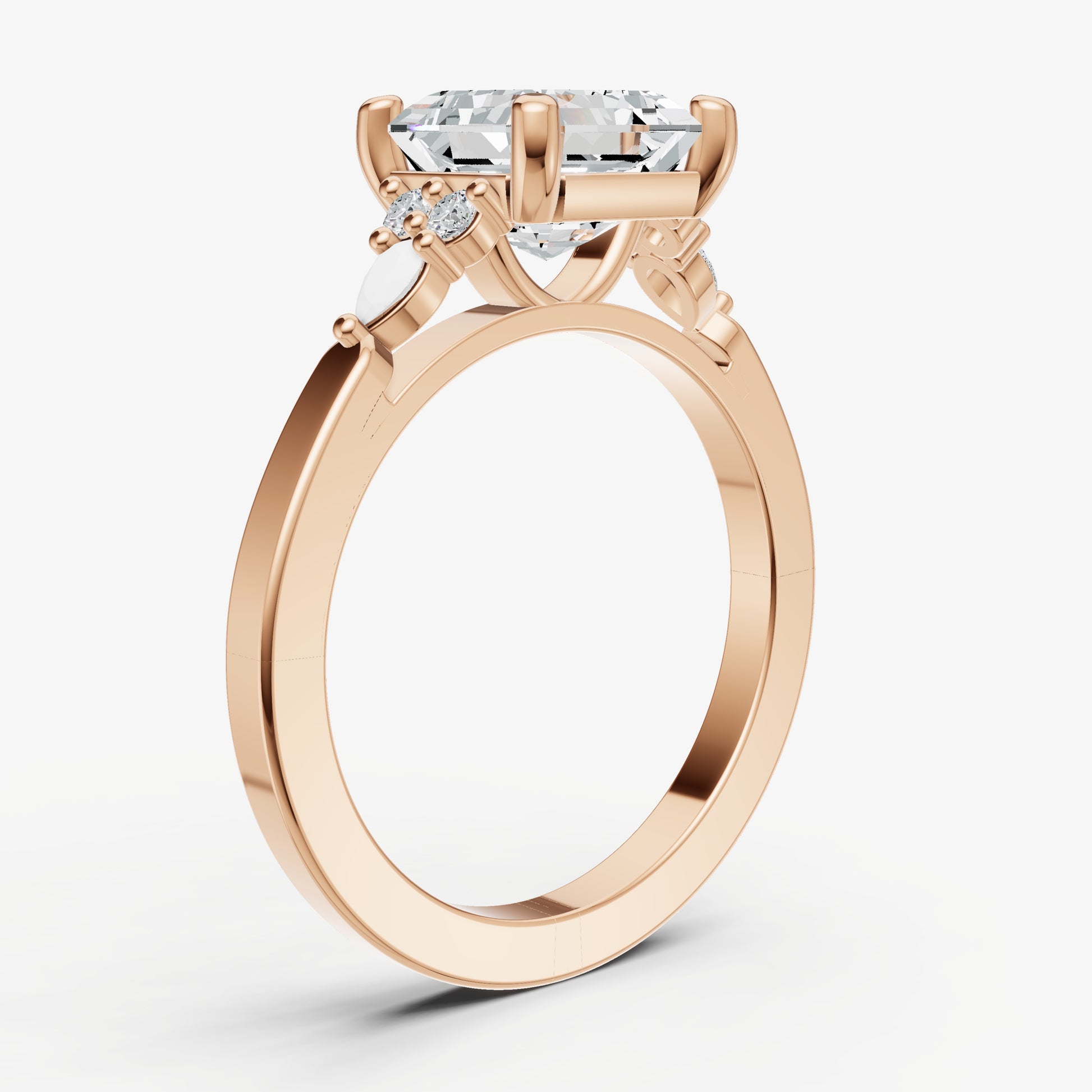 Asscher Cluster Diamond Engagement Ring