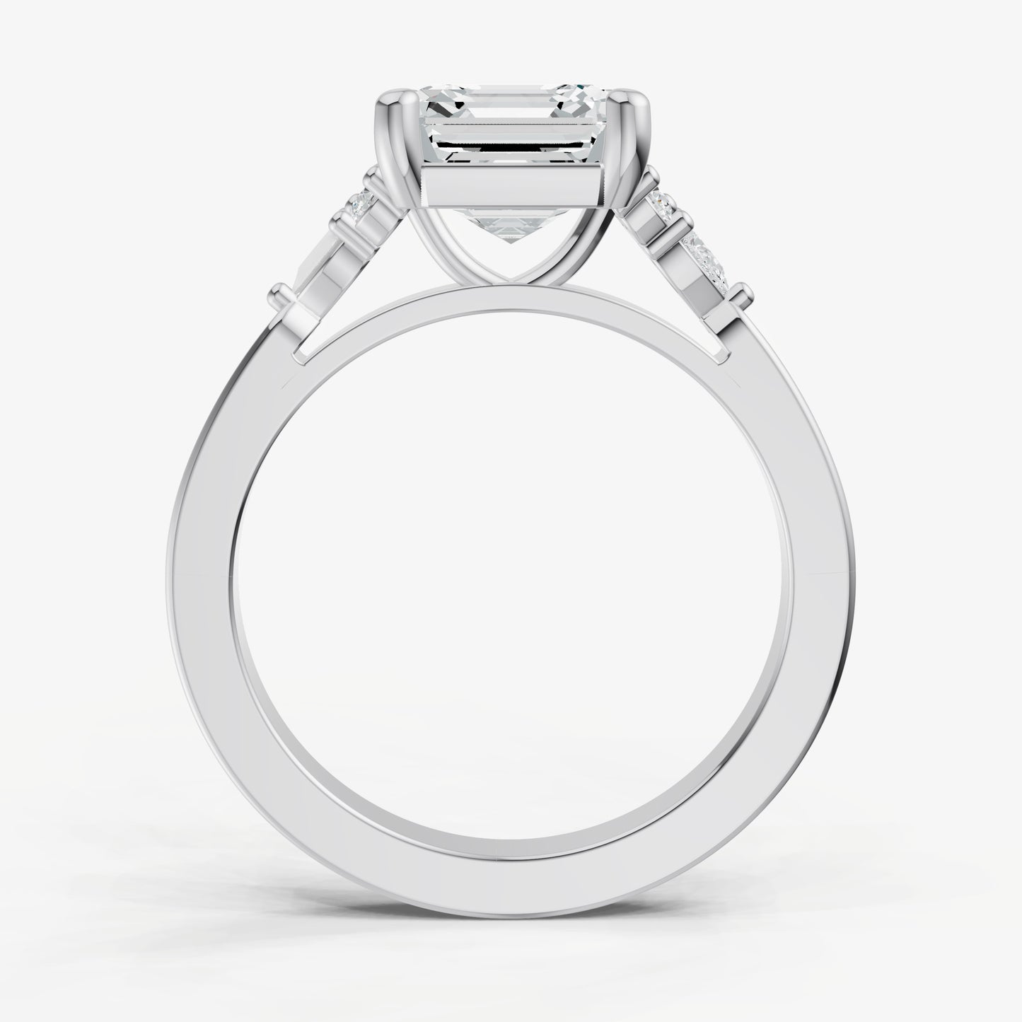 Asscher Cluster Diamond Engagement Ring