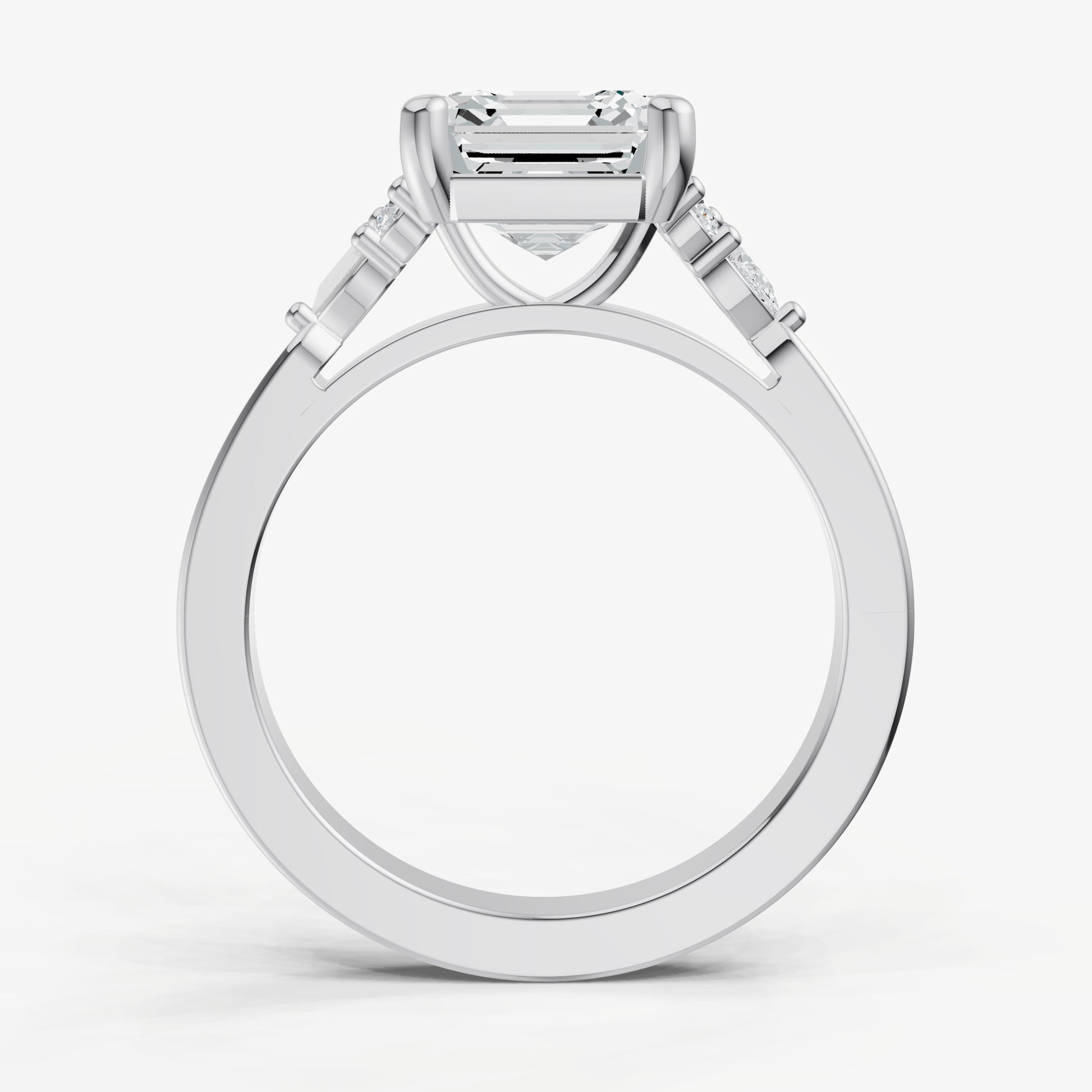 Asscher Cluster Diamond Engagement Ring