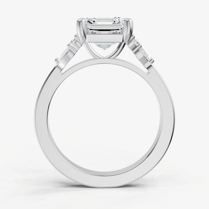 Asscher Cluster Diamond Engagement Ring