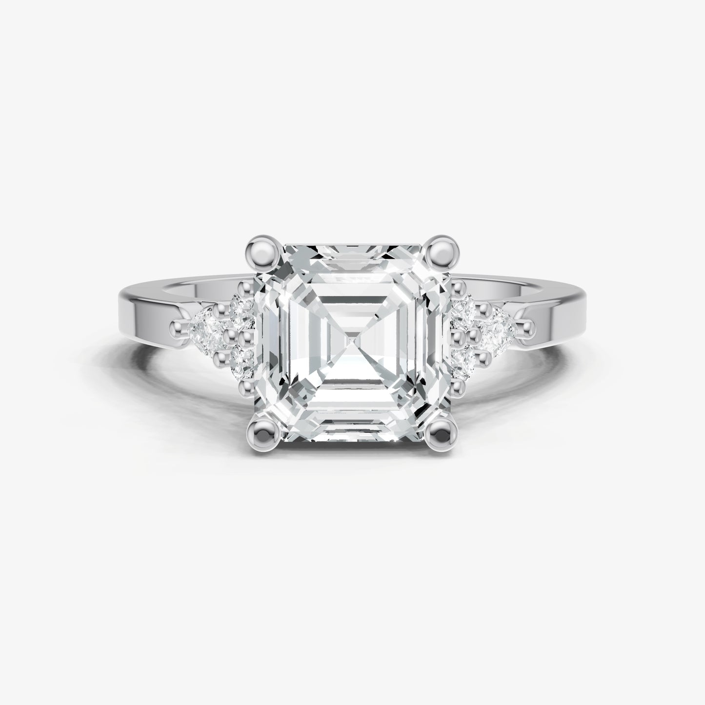 Asscher Cluster Diamond Engagement Ring