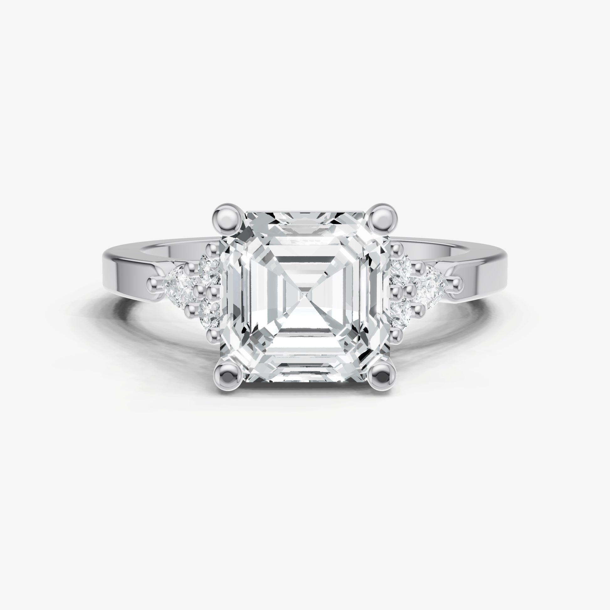 Asscher Cluster Diamond Engagement Ring