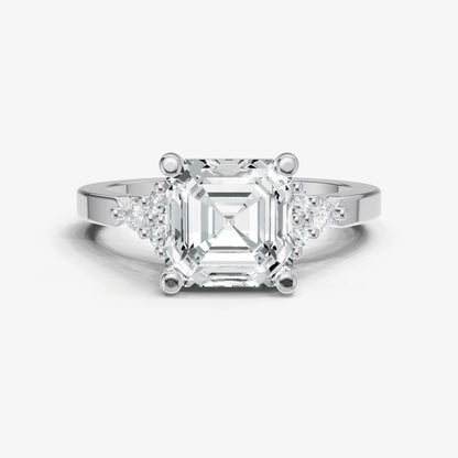 Asscher Cluster Diamond Engagement Ring