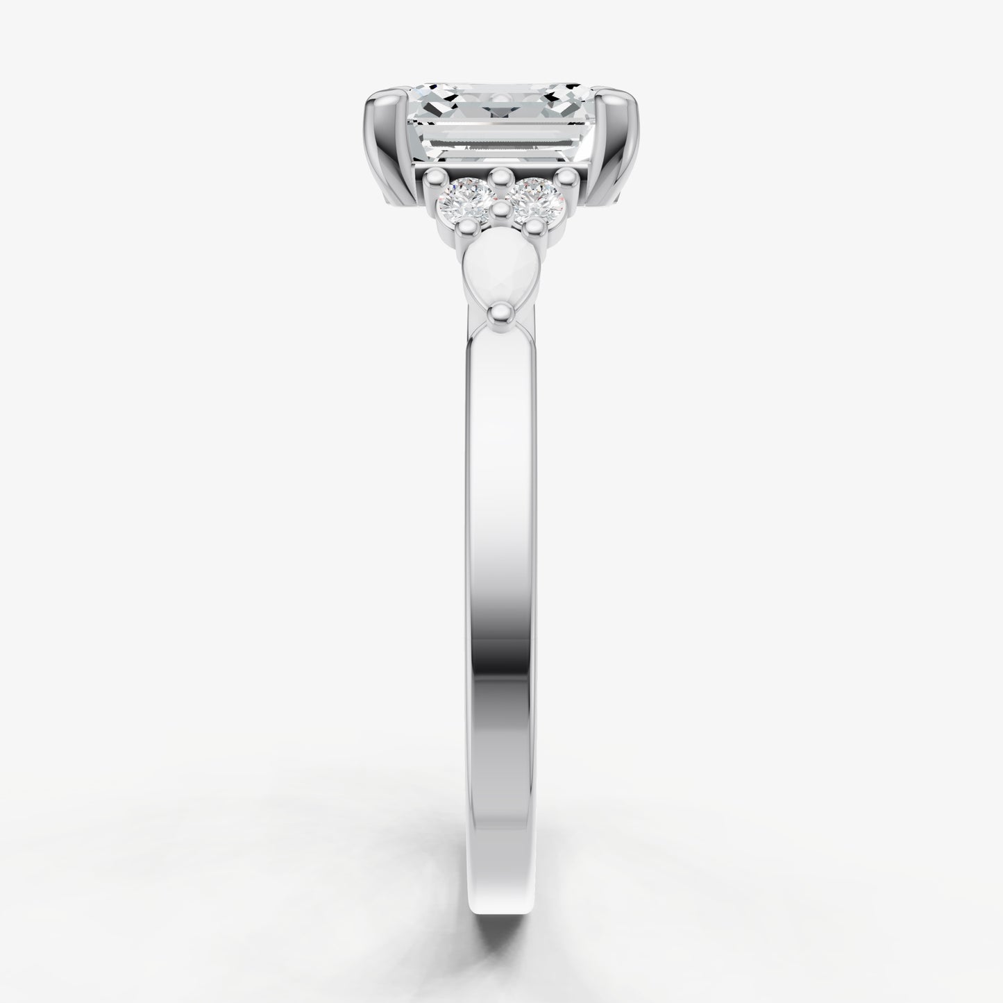 Asscher Cluster Diamond Engagement Ring