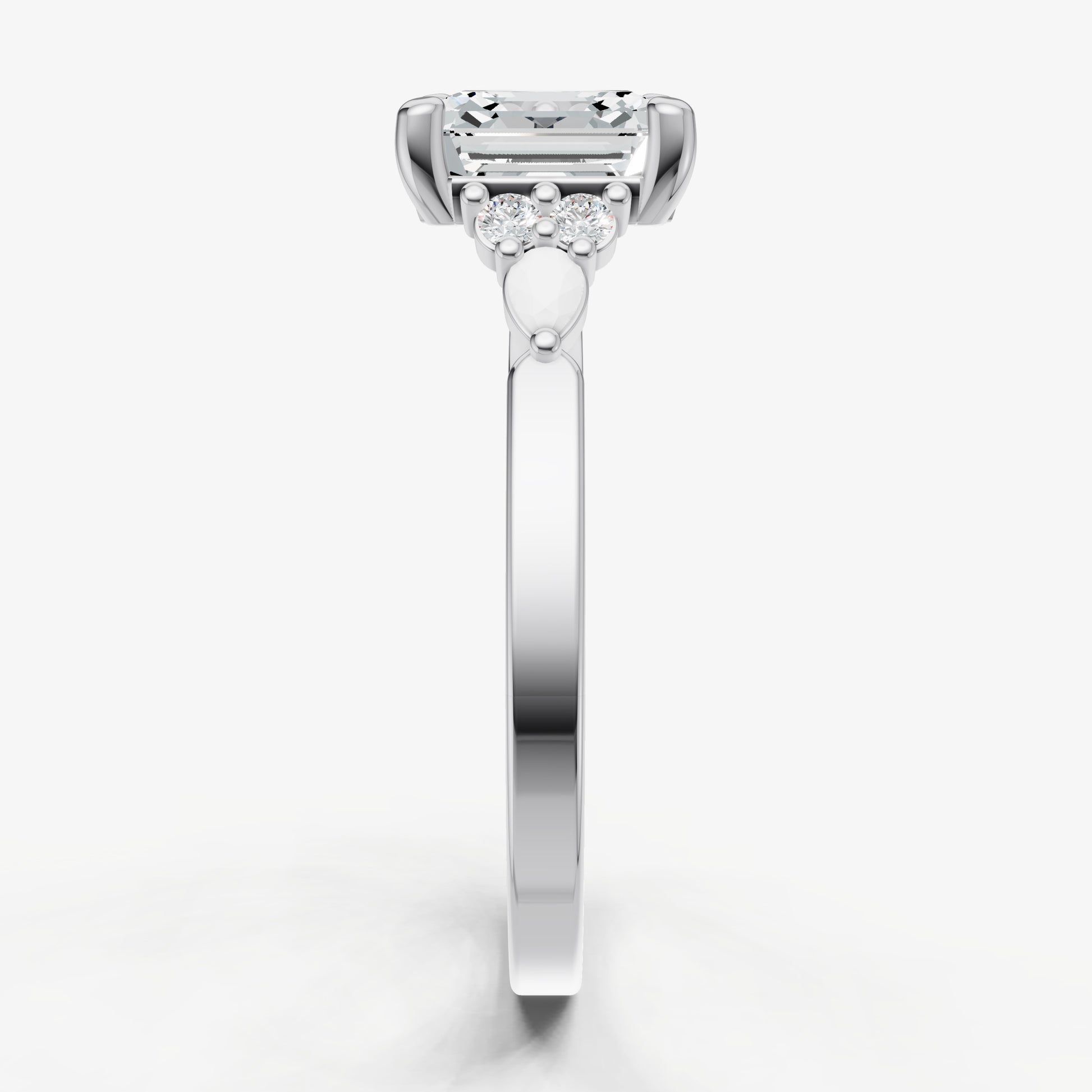 Asscher Cluster Diamond Engagement Ring
