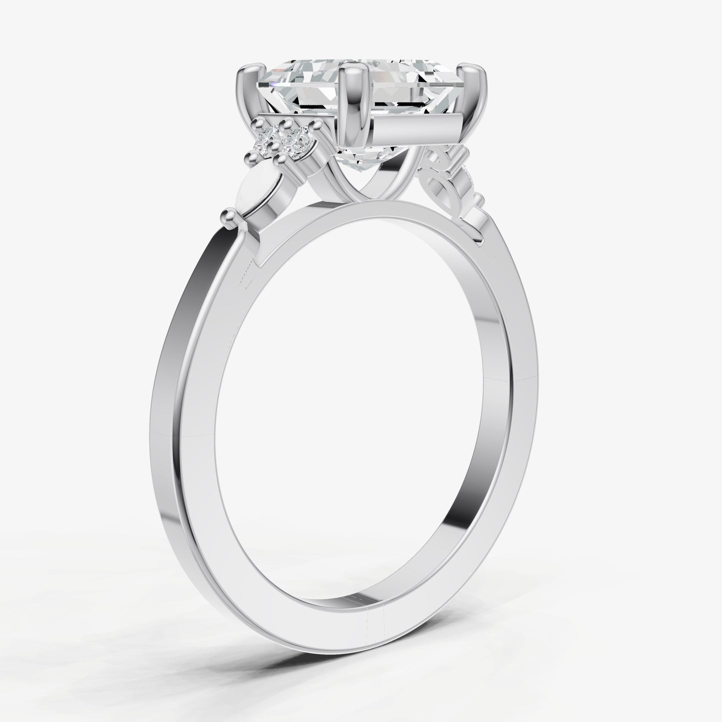 Asscher Cluster Diamond Engagement Ring