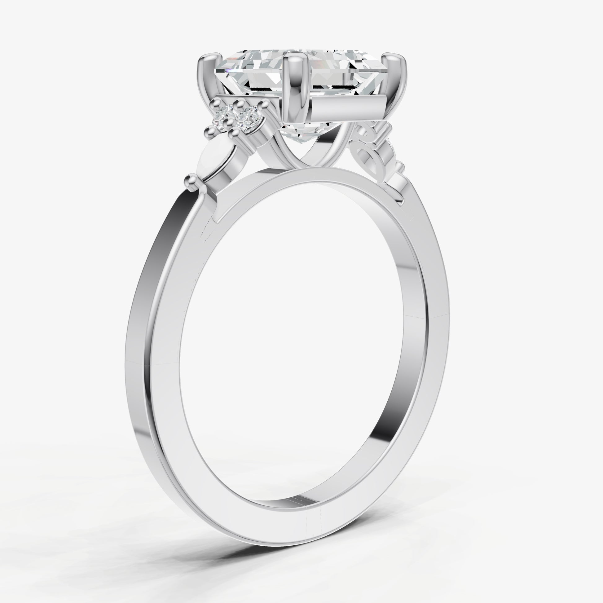 Asscher Cluster Diamond Engagement Ring